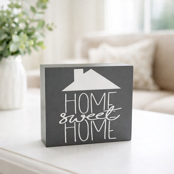 Other - Home Sweet Home Wooden Block Sign Rustic Farmhouse Decor Shelf Sitter